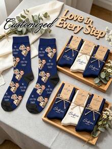 Custom Socks, Personalized Face Socks, Father's Day Socks, Photo Socks, Personalized Gift For Him, Custom Gift For Dad, Birthday Gift - Multicolor - View 2