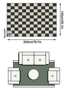 1pc Luxury Nordic Modern Minimalist Black & White Checkerboard Pattern - Rectangular Soft Faux Cashmere Machine Washable Area Rug, Suitable For Living Room, Bedroom, Entryway, Bathroom, Hallway, Patio, Kitchen, Indoor & Outdoor, All-Season Large Size Floor Mat, Home Decor - Multicolor - View 14