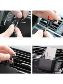 Cute Car Air Vent Storage Bag Car Phone Storage Hanging Bag Car Storage Box (Clips Black White Randomly Sent) - Multicolor - View 10