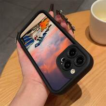 1pc Racing Pattern Black & Silver Phone Case Compatible With Apple Phones - Multicolor - View 4