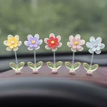 5件裝雛菊花汽車儀表板裝飾品，創意可愛居家花卉裝飾 - 多色 - 查看 7