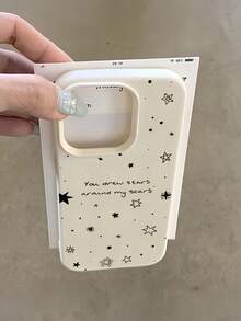 1件 白色英文文字星星圖案 TPU 防震全包覆手機殼，適用於 Apple 17 16 15 14 13 12 11 Pro Max Air 及系列 - 彩色 - 查看 1