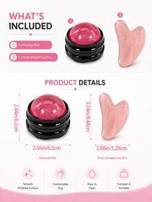 1 pièce Rouleau de massage à bille, balle de yoga, balle de fitness & outil de massage en forme de cœur - Planche Gua Sha pour le visage et le corps en rose pastel, soin en beige clair, resserrement musculaire, épilation - Surface durable et facile à nettoyer - Utilisation en salon ou à la maison SPA - Équipement de beauté, masseur corporel apaisant, matériau facile à nettoyer, grattoir hygiénique, combinaison d'instruments de soins personnels - Multicolore - Voir 2