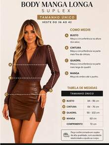 Women's Long Sleeve Suplex Bodysuit With V-Neckline – Comfort And Style - 鏽棕色 - 查看 4