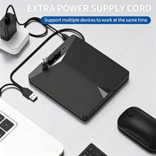 7-In-1 USB3.0 Type-C External DVD CD Drive, Optical Burner With USB Hub & Card Reader - View 3