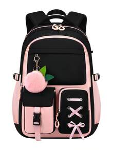 Girls Student Backpack, Student Bag, 15-Inch Laptop Backpack, Outdoor Camping Travel Bag, Smooth Zipper Backpack, Daily Use For Teenagers, Suitable For Teenagers - Blue - View 10