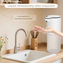 DONASIRA 1pc 400ML Large Capacity Light Display 4-Level Adjustable Foam/Liquid Mode Touch-Sensitive Desktop Or Wall-Mounted USB Rechargeable Infrared Sensor Automatic Soap Dispenser, Suitable For Kitchen Bathroom Hand Washing Dishwashing Shampoo Container - Multiple Colors - View 10