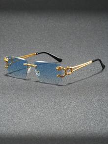 Shadewire 男士方形無框復古時尚眼鏡，高端街頭風，學院風，適合夏季海灘、戶外、旅行、開學季，復古懷舊 - 彩色 - 查看 6