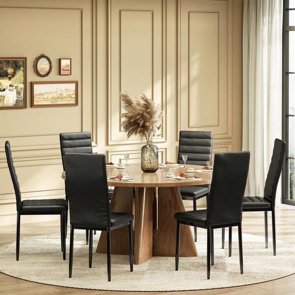Ensembles de 4 et 6 chaises de salle à manger, dossier haut ergonomique, revêtement , pieds en métal, style minimaliste moderne, pour salle à manger/cuisine, blanc, noir