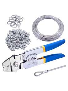 50m Kit Herramientas Para Prensar Cables Acero172pcs Alicates Crimpeado Cable Acero Inoxidable Manguitos Prensado Aluminio y Guardacabos Acero Inoxidable para Barandillas Terrazas y Cuadros - Pago - Ver 7