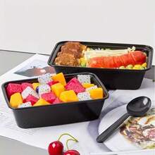 Paquete de 10/30/50, Caja Bento Negra de 26oz con Tapa, Recipiente Rectangular para Almacenamiento de Alimentos, Recipiente Apilable a Prueba de Fugas para Preparación de Comidas, Recipiente para Microondas, Utensilio de Cocina, Accesorio de Cocina, Suministros para Cocina del Hogar - C - Ver 4