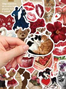 60pcs Heart-Fluttering Retro Stickers Gift Cartoon Decoration Scrapbook Laptop Luggage Guitar Phone Case DIY Decal - A - View 8
