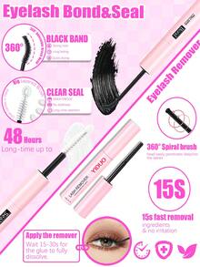 YIDUO 980片 6款混色簇狀接睫毛套組，80D-300D 尖底濃密 D捲睫毛 5-20mm，含 2 瓶膠水與封口液、卸除液、鑷子與刷子，家用 DIY 全套組 - 彩色 - 查看 8