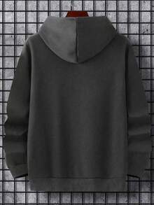 Plus Size Tall Men's Hoodie Sweatshirt, Casual Autumn Clothing, Plus Size Pullover Hoodie For Men - Dark Grey - View 5