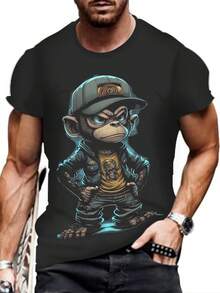 [Pierson Selection]Camiseta para Adultos con Estampado Digital 3D, Nueva Camiseta de Verano para Hombre - Negro - Ver 4