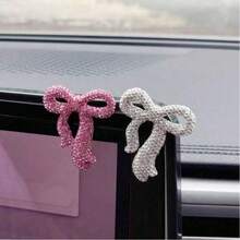 New Release Ceramic Clay Rhinestone Bow Car Interior Sticker Decor DIY Goddess Ins Perfect Gift - Multicolor - View 12