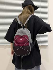 1個新款休閒時尚小後背包，旅行登山後背包，單車運動後背包，大學風學生書包，通勤購物旅行包，女款健身包 - 紅色 - 查看 3