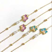 1 Rantai Kacamata Kupu-kupu Elegan Tali Gantung Anti Hilang dengan Kupu-kupu Enamel Berwarna Kacamata Wanita Modis Gaya Retro Rantai Emas - Gaya biasa - View 5