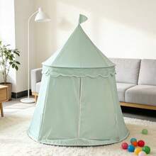 Tienda de campaña estilo yurta mongola de tela de piel de durazno verde para niños, tienda de juego de base secreta para niños, con bolsa de almacenamiento, fácil de instalar y guardar, portátil, adecuada para juegos interactivos en interiores y exteriores, camping en el parque, tienda de juego de espacio de imaginación para niños y niñas, mejor regalo de cumpleaños y vacaciones - verde menta - Ver 6