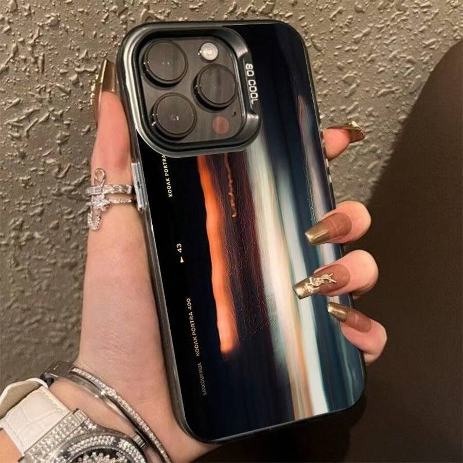 Illusory Light And Shadow Case For Apple 15 Pro Max, 16 Pro, Advanced 14 Pro, New 17 Creative Design - 彩銀殼-黑-虛幻光影 - 查看 1