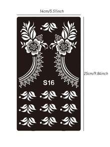 3er/Set Hana handgezeichnete Cut Out Tattoo-Schablonen, Blumenmuster Nagelkunst Tattoo - sexy Blumenmuster, geeignet für Hände, DIY Malen, Tinte, wiederverwendbare Mehndi Design Vorlagen Aufkleber - Schwarz - Übersicht 9