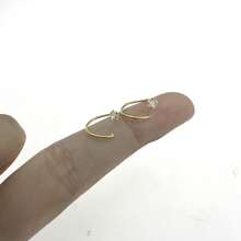 2pcs Exquisite 925 Sterling Silver 3.0mm Star Cubic Zirconia N-Shape Nose Hoop Earring For Women - Yellow Gold - View 7