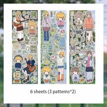 6 Sheets/Bag Stickers, Tiny Daily Series, Japanese & Korean Style Character Stickers, Scrapbook Supplies, Notebook Accessories, For Decorating Cards, Photo Frames, Computers, Phone Cases, Water Bottles, Magazines, Stationery Boxes, Luggage, Desktop Decor - Sticker Pack - View 21