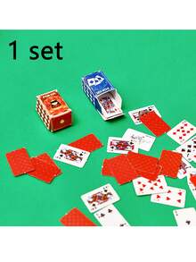 54pcs/Set Mini Creative Playing Card Model Set, Decorative Ornament Travel Game, Small Playing Cards, Suitable For Novelty Party Games And Gifts, Playing Card Accessories, Handmade, Novelty Party Game - A - View 14