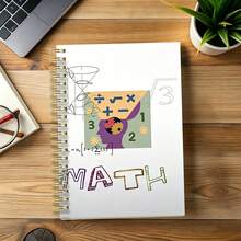 DANPERJI 1 pieza Cuaderno espiral A5 blanco mate, diario con ilustración de fórmulas matemáticas de cerebro y engranajes coloridos, diario de estudio de matemáticas, útiles escolares, regalo de papelería lindo para estudiantes de matemáticas & maestros de matemáticas - Multicolor - Ver 3