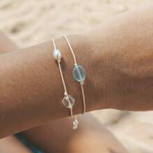 1 Peça, Pulseira de Pedra de Dupla Camada Boho, Pulseira de Aura de Escudo Puro, Pulseira de Corda Ajustável, Pulseira de Pedra de Formato Assimétrico, Pulseira de Praia de Férias - Colorida - Visão 2