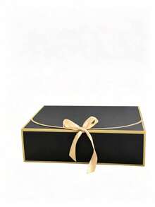 4/10pcs Gold Foil Gift Boxes With Lids, 3 Sizes Available, Luxury Black Bridesmaid Proposal Boxes, Suitable For Weddings, Baby Showers And Birthday Parties - View 6
