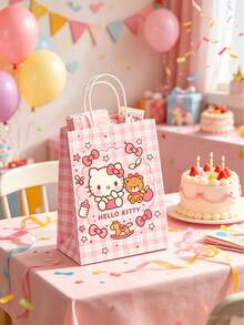 5入卡通圖案禮品袋，Kitty、Melody、Kuro、Cinna馬卡龍配色，柔軟可愛色調，活潑俏皮圖案，適合生日、派對、紀念品等場合，送禮或個人使用皆完美 - 多色 - 查看 2