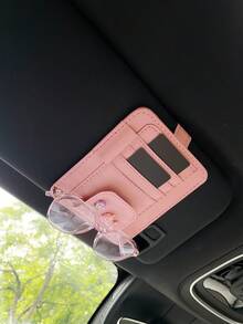 Car Sun Visor Organizer Clip, Multi-Function Car Glasses Holder, Card, Business Card, ID, Ticket Storage Bag - A - View 1