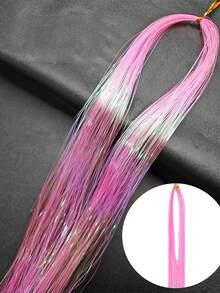 8pcs Laser Hair Extensions Set, Fashion Women's Hair Accessories Set, Holiday Shiny Hair Extensions, Colorful Glitter Hairbands & Clips, Holiday Gift Fairy Hair Accessories, Party Sparkling Hair Accessories, Halloween Party (Multi-Color) - Multicolor - View 8