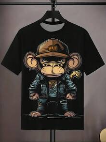 [Pierson Selection] Adult T-Shirt With 3D Digital Print, New Summer T-Shirt For Men - Hitam Tengah Malam - View 3