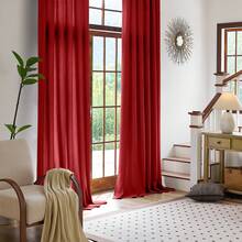 Plain Velvet Curtain With 8 Buttons (1 Piece), Soft And High Quality Fabric, Enhances The Style Of Your Home, Perfect To Complement Any Modern Decor Style. - 大紅 - 查看 3