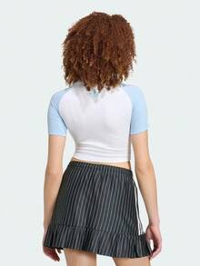 Adidas Originals Women's CB TEE Short Sleeve Knit Collarless T-Shirt TKR9634 - Baby Blue - View 3