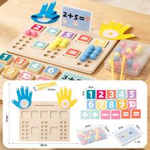 Wooden Multifunctional Math Calculation Board Toy, 2-In-1 Stick Insertion & Bead Clipping Number Counting Teaching Tool, Addition & Subtraction Enlightenment For Kids 3+, Finger Rod & Felt Hand Matching Logic Thinking Training, Hand-Eye Coordination & Fine Motor Skills, With Question Cards, Montessori Early Education Desktop Game, Kindergarten Math Teaching Aid, Gift For Boys & Girls, Formula Decomposition - Multicolor - View 14
