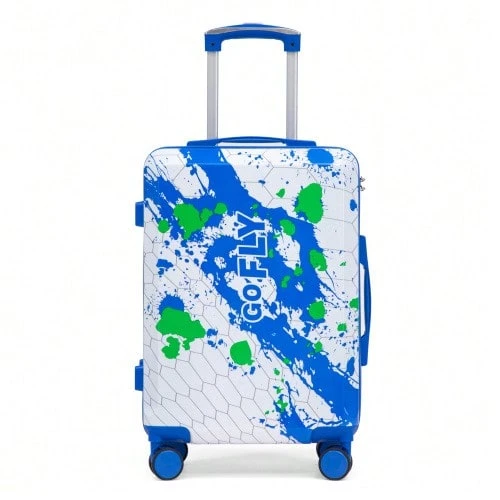 Custom PC Spinner Wheel Suitcase, Hand Luggage Suitcase, With Printed Pattern And Combination Lock - 藍色 - 查看 1