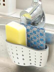 1pc Adjustable Clip-On Kitchen Sink Storage Box - Space-Saving Hanging Drain Basket, Suitable For Sponges, Brushes And Cleaning Tools, Durable Plastic Design With Multiple Compartments For Efficient Drainage, Perforated Design, Sturdy Plastic Structure, Kitchen Sink Accessory - One Size - View 8
