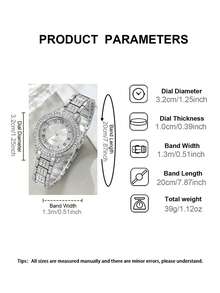 5pcs/Set Fashion Rhinestone Women's Watch Roman Numeral Quartz Bracelet Watch Set, Elegant Wristwatch Set For Girls - one-size - View 4