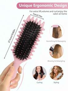 1 buah Sisir Pengeriting Rambut, Sisir Penata Rambut - Sisir Nilon Anti-Statis, Cocok untuk Rambut Keriting. Efek Pengeritingan Halus dan Alami, Mengurangi Rambut Kusut dan Ujung Bercabang. Unisex. - MultiWarna - View 5