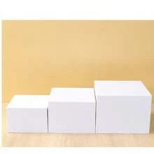 3-Piece Set Buffet Display Stand, White Cube Desktop Storage Rack, Dessert Cake Display Stand, Home Decor, Tabletop Decoration, White Acrylic Cube Nested Display Rack, Hollow Base, Back To School Supplies - White - View 5