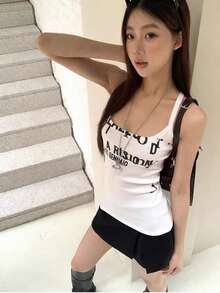 Women's New Camisole Vest, White Color, Unique & Attractive Backless Design, Fitted Sleeveless Top For Summer Casual - White - View 6