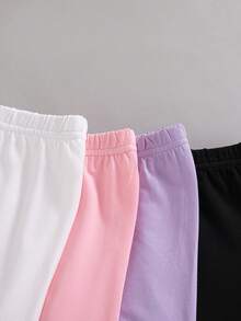 女童休閒可愛緊身褲 4件組，多色貓咪與蝴蝶結印花長褲，春/秋季 - 彩色 - 查看 5