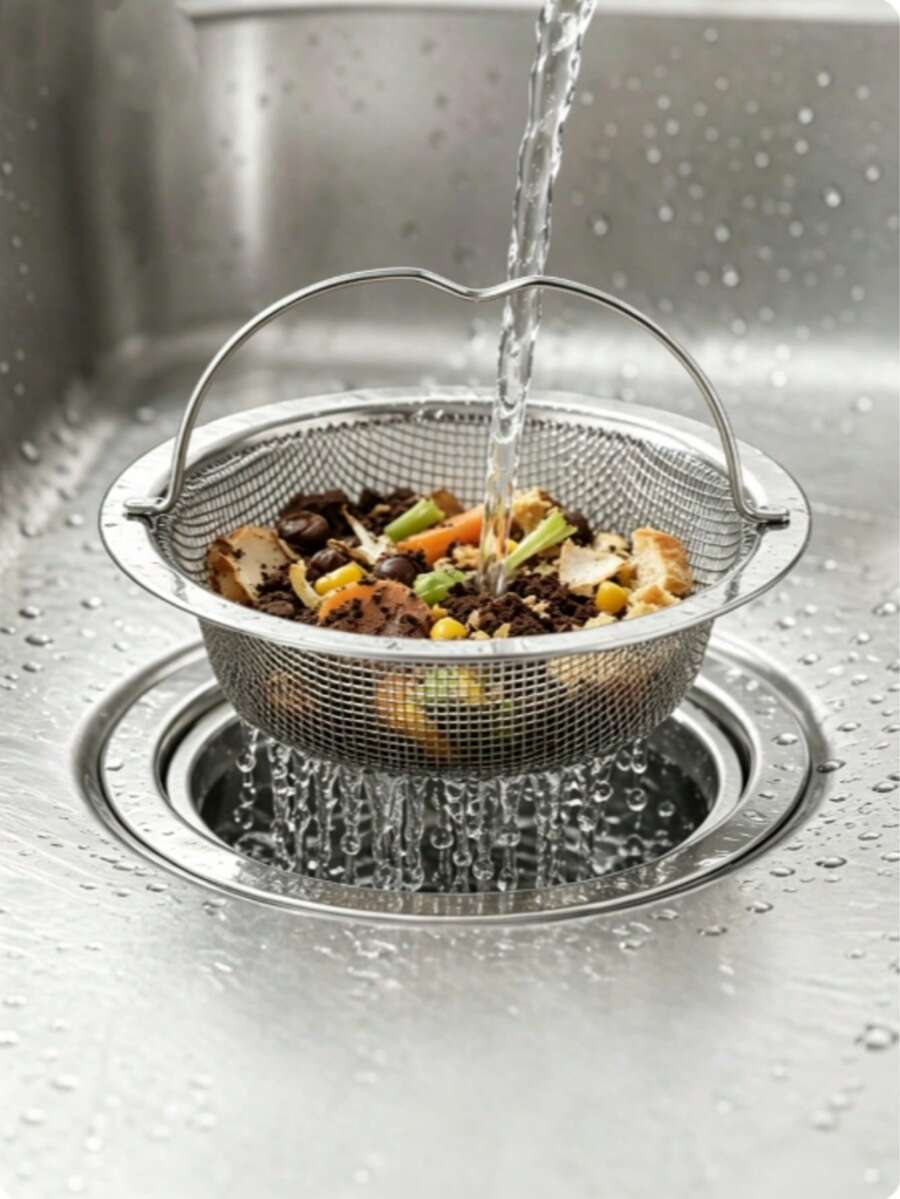 2PCS Kitchen Sink Drain Strainer With Handle, Upgraded Stainless Steel Food Catcher, No More Messy Hands, Anti-Clog Fine Mesh Filter Basket For Kitchen Sinks - View 1