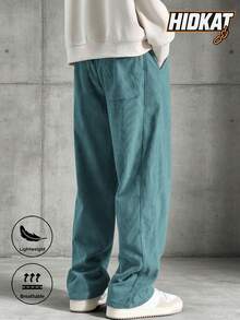 Men's Casual Solid Color Corduroy Pants With Drawstring Pockets, Breathable And Comfortable, Suitable For Daily Activities, Spring/Autumn - Blue - View 3