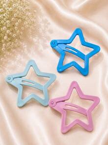 Mixed Colors Tic Tac Star Hair Clip Set Hair Accessories To Tame Frizz / Bangs Clip - 一套3個大彩色玩具 - 查看 3