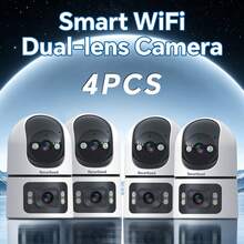 2-Pack/4-Pack Dual Lens Wireless Security Camera, PTZ Technology Monitoring, 2.4G WiFi, 5V Low Power Design, Auto Tracking, Full Color Night Vision, Two-Way Audio, AI Motion Detection, For Home And Street Security And Monitoring, Wireless Security Camera, Property Protection, Stylish Design, High-Quality Lens, Smart Monitoring, Property Monitoring, Hidden Monitoring, Night Vision Camera, Exquisite Packaging Suitable For Gifts - White - View 13
