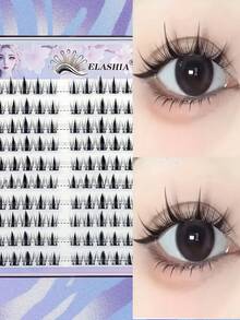 10 Pairs Glue-Free DIY Cluster Cat Eye False Eyelashes, Natural Manga Style Fine Hair Mixed Length, Reusable, Suitable For Beginners, Daily And Party Wear - View 1